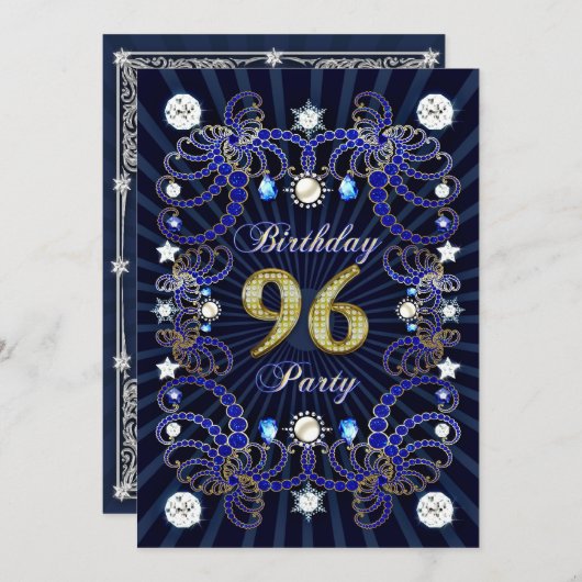 96歳の誕生日パーティー招待状と宝石の塊 招待状 (正面/裏面)