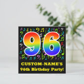 96歳の誕生日パーティー：おもしろいミュージックシンボル，レインボー96 招待状 (スタンド正面)