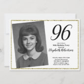 96歳の誕生日フォトギフト 白とゴールド 招待状 (正面)