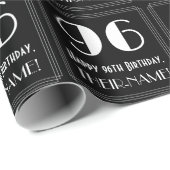 96歳の誕生日 - アートデコ調の「96」デザイン, ネームプレート ラッピングペーパー (ロールコーナー)