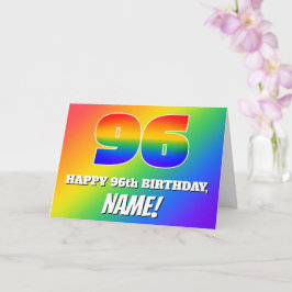96歳の誕生日：多色の虹のパターン #96 カード
