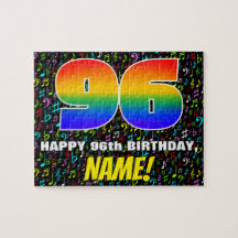 96歳の誕生日 - 楽しいカラフルな音楽シンボル＆「96」