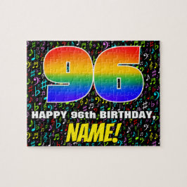 96歳の誕生日 - 楽しいカラフルな音楽シンボル＆「96」 ジグソーパズル