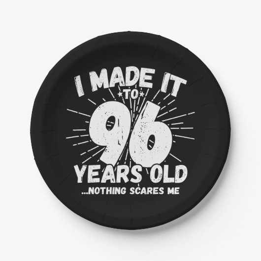 96歳皮肉ミームおもしろい96誕生日 ペーパープレート (正面)