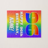 96番目の誕生日カラフル:, おもしろいレインボーパターン# 96 ジグソーパズル (横)