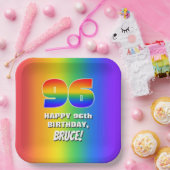 96番目の誕生日カラフル:, おもしろいレインボーパターン# 96 ペーパープレート (パーティー)