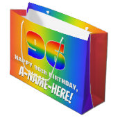 96番目の誕生日カラフル:, おもしろいレインボーパターン# 96 ラージペーパーバッグ (正面アングル)