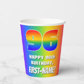 96番目の誕生日カラフル:, おもしろいレインボーパターン# 96 紙コップ (裏面)