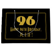 96番目の誕生日—インスパイアアールデコの「96」の外観と名前 ラージペーパーバッグ (正面)