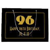 96番目の誕生日—インスパイアアールデコの「96」の外観と名前 ラージペーパーバッグ (裏面)