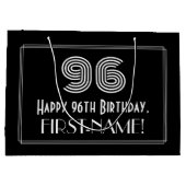 96番目の誕生日—インスパイアアールデコの「96」の外観と名前 ラージペーパーバッグ (裏面)