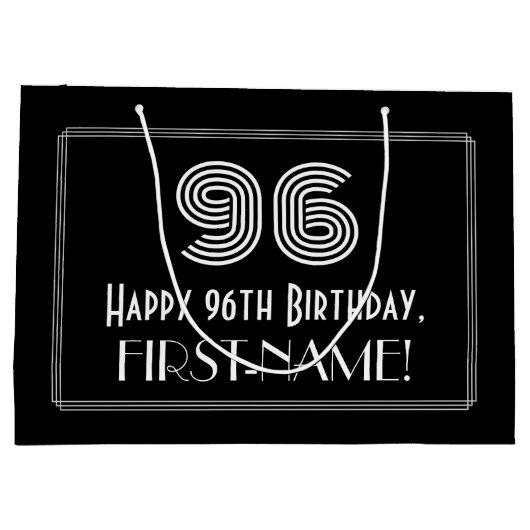 96番目の誕生日—インスパイアアールデコの「96」の外観と名前 ラージペーパーバッグ (裏面)