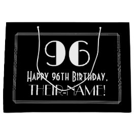 96番目の誕生日:インスパイアアールデコスタイル「96」、名前 ラージペーパーバッグ
