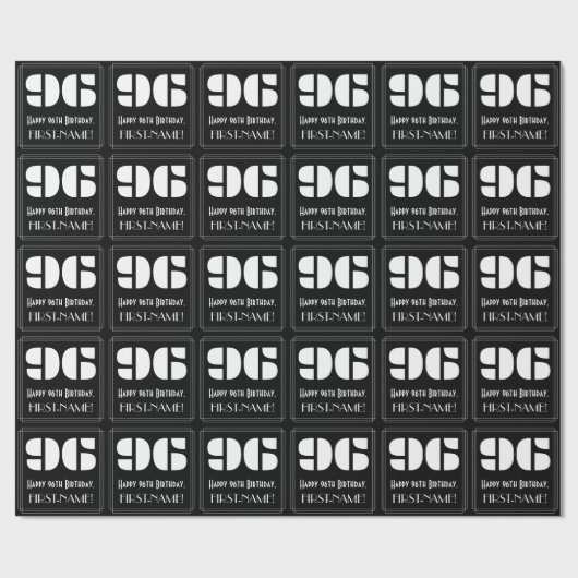 96番目の誕生日:インスパイアアールデコ検索"96" & Name ラッピングペーパー (フラット)