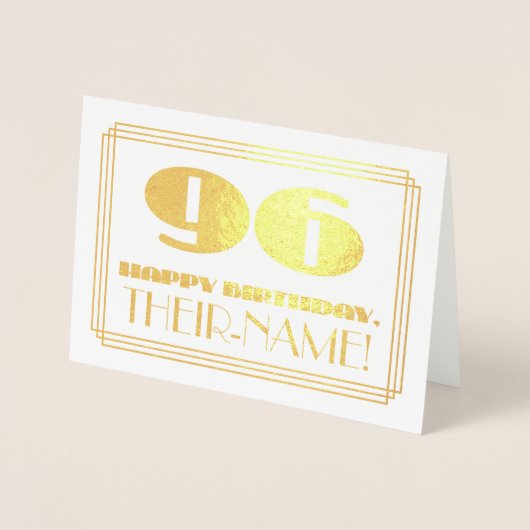96番目の誕生日、名前+アールデコインスパイア「96」を見る 箔カード (正面)