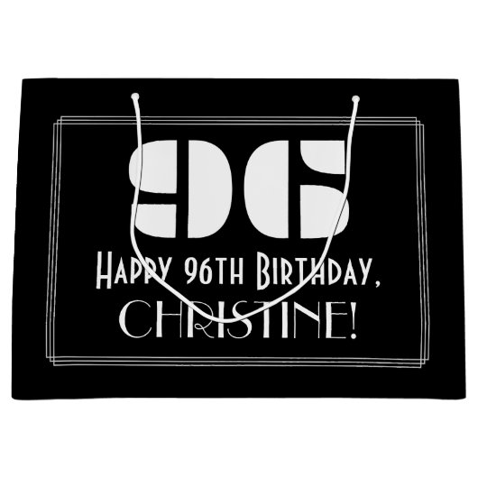 96誕生日インスパイア~アールデコルック"96" +名前 ラージペーパーバッグ (正面)