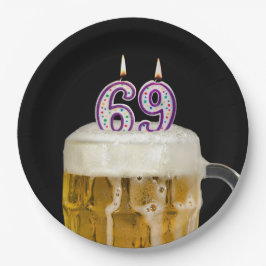 96誕生日ビールオンブラック紙プレート ペーパープレート