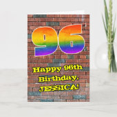 96誕生日:おもしろいグラフィティインスパイア – レインボー96 カード (正面)