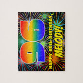 96誕生日:おもしろい、お祝カラフルい花火 ジグソーパズル (縦)