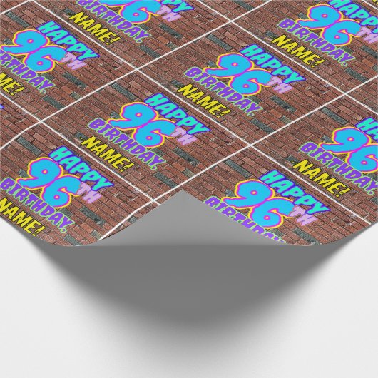 96誕生日:おもしろい、アーバングラフィティインスパイアルック ラッピングペーパー (角)