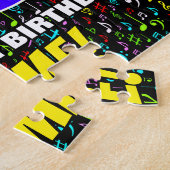 96誕生日:おもしろい、カラフル音楽シンボル、「96」 ジグソーパズル (側面)