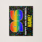 96誕生日:おもしろい、カラフル音楽シンボル、「96」 ジグソーパズル (縦)