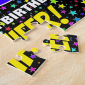 96誕生日:おもしろい、スターカラフル・フィールド・パターン ジグソーパズル (側面)