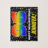 96誕生日:おもしろい、スターカラフル・フィールド・パターン ジグソーパズル (縦)