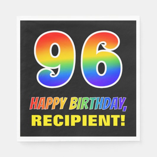 96誕生日:はっきりした,おもしろい,シンプル虹, 96 スタンダードランチョンナプキン (正面)