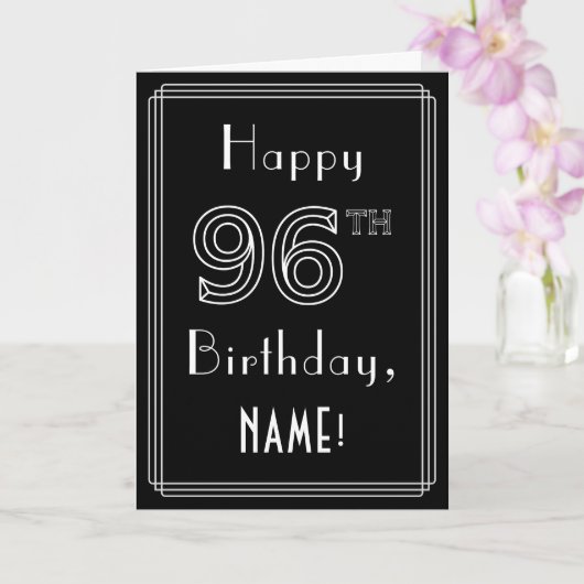 96誕生日:アールデコスタイル番号96および名前をカスタムする カード (蘭)