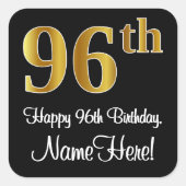 96誕生日-エレガント高級フェイク金ゴールドルック# スクエアシール (正面)