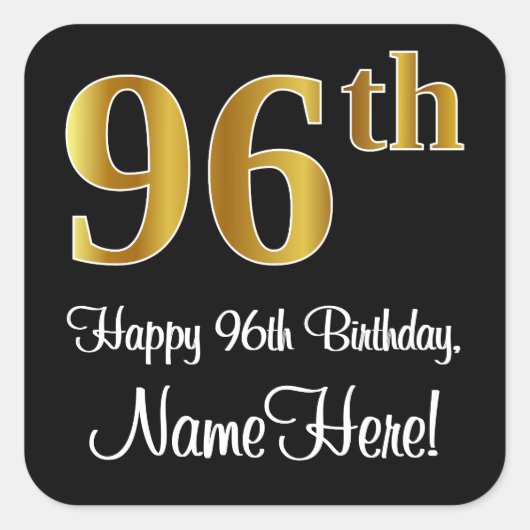 96誕生日-エレガント高級フェイク金ゴールドルック# スクエアシール (正面)