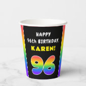 96誕生日:カラフルレインボー# 96,名前をカスタムする 紙コップ (裏面)