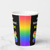 96誕生日:カラフルレインボー# 96,名前をカスタムする 紙コップ (右)