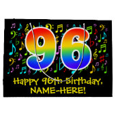 96誕生日-カラフル音楽シンボル， Rainbow 96 ラージペーパーバッグ (裏面)