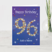 96誕生日 – スター番号 – 青 – 年齢96 カード (正面)