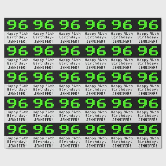 96誕生日 – ネディ/オタク系のスタイル「96」と名前 ラッピングペーパー (フラット)