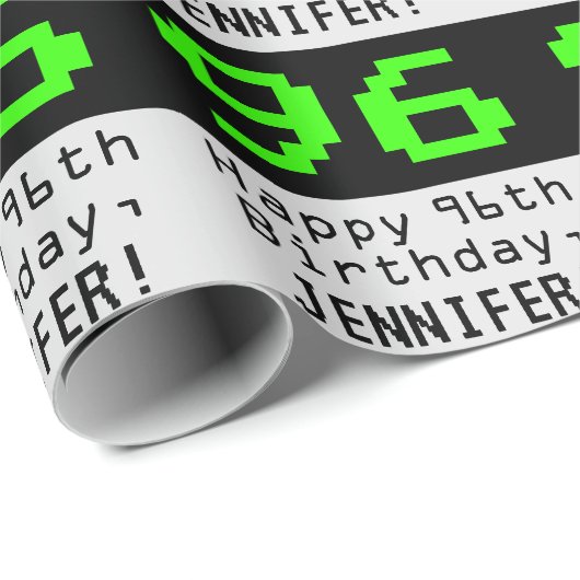 96誕生日 – ネディ/オタク系のスタイル「96」と名前 ラッピングペーパー (ロールコーナー)