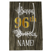 96誕生日:フェイク金ゴールドルック&ウッドフェイクパターン ミディアムペーパーバッグ (裏面)