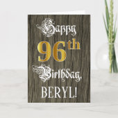 96誕生日:フェイク金ゴールドルック+木フェイク模様 カード (正面)