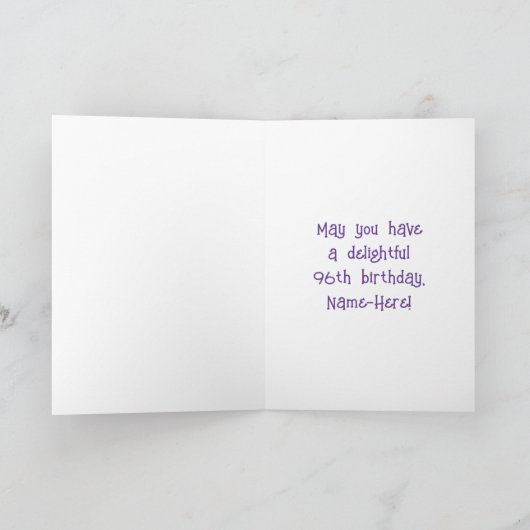 96誕生日:フローラ花数名前をカスタムする カード (内部)