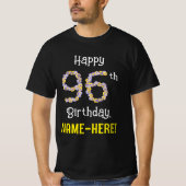 96誕生日:フローラ花数"96" +名前 Tシャツ (正面)