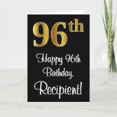 96誕生日～ラグジュアリーエレガントなフェイク金ゴールドルック# カード (正面)