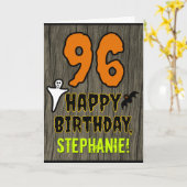96誕生日:不気味ハロウィーンテーマ、名前をカスタムする カード (黄色い花)