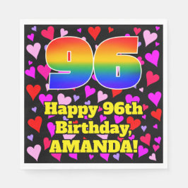 96誕生日：愛するハートパターン、虹# 96 スタンダードランチョンナプキン