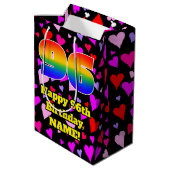 96誕生日：愛するハートパターン、虹# 96 ミディアムペーパーバッグ (裏面アングル)