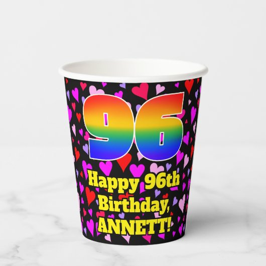 96誕生日:愛するハートパターン, Rainbow 96 紙コップ (裏面)