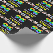 96誕生日: Rainbow "96";写真カスタムと名前 ラッピングペーパー (角)