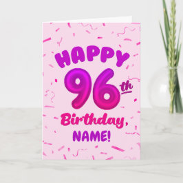 96th Balloon Number Custom Name Birthday Card カード