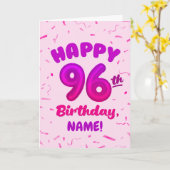96th Balloon Number Custom Name Birthday Card カード (黄色い花)
